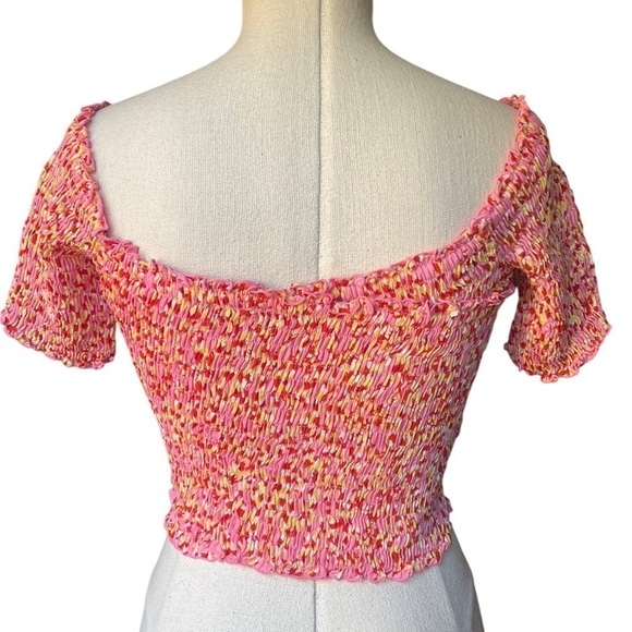 Poupette St Barth Soledad Off-The-Shoulder Smocked Blouse in Light Pink Daffodil - Picture 8 of 10